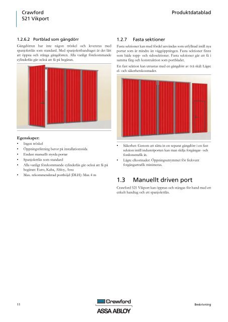 Crawford 521 Vikport Produktdatablad - Crawford Door