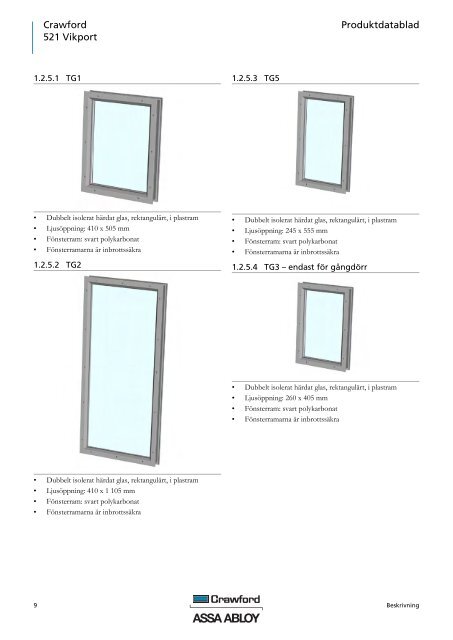 Crawford 521 Vikport Produktdatablad - Crawford Door