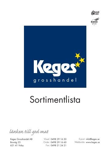 Sortimentlista (pdf ca 360 kb) - Keges