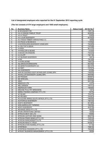 The list consists of 574 large employers an - Department of Labour