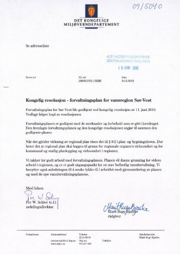 Kongelig resolusjon - Aust-Agder fylkeskommune