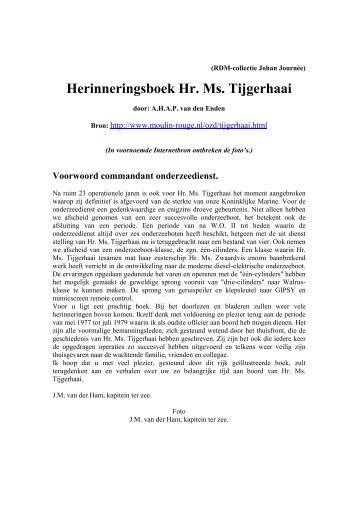 Herinneringsboek Hr. Ms. Tijgerhaai - Website van Johan Journee