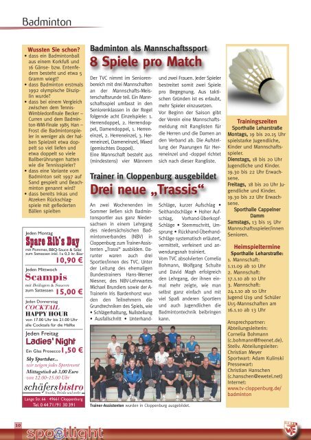 Spo®tlight Ausgabe 1 - TV Cloppenburg