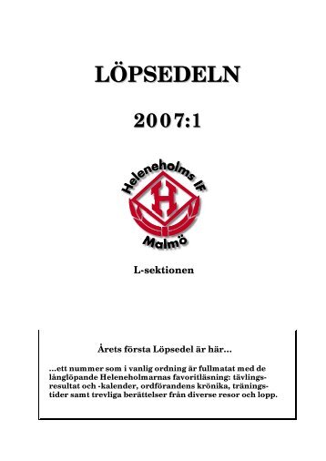 Löpsedeln 1 - Heleneholms IF Långlöparsektion