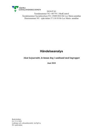 Händelseanalys - NU-sjukvården