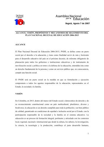 Asamblea Nacional del Plan Decenal de Educación - Secretaría de ...