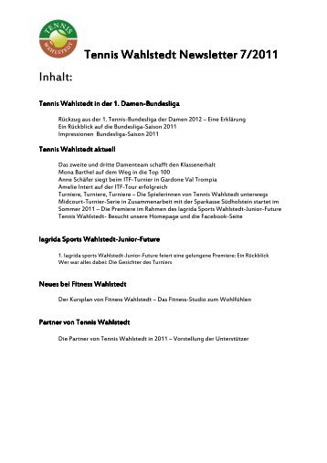 Tennis Wahlstedt-7. Newsletter - Topspin Tennis Wahlstedt