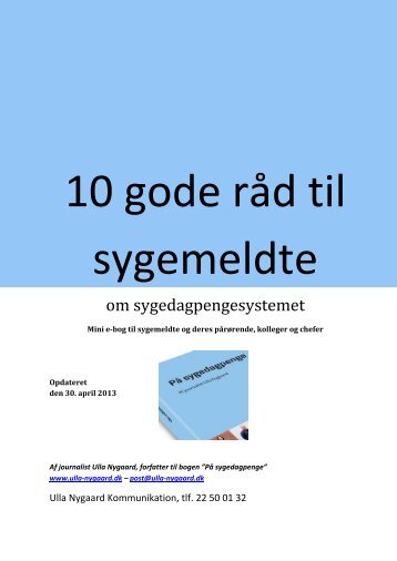 10 gode råd til sygemeldte - På sygedagpenge