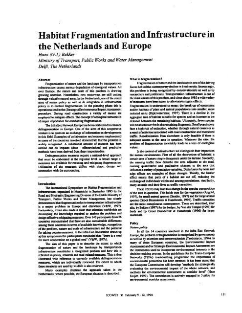Habitat Fragmentation and Infrastructure in the Netherlands ... - ICOET