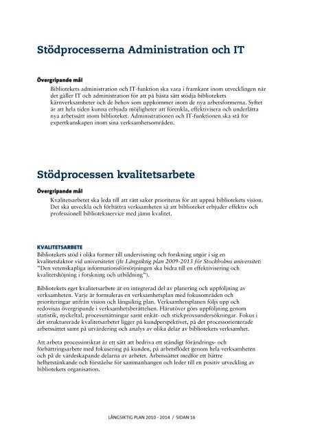 Vision, mål och delmål - Stockholms universitetsbibliotek