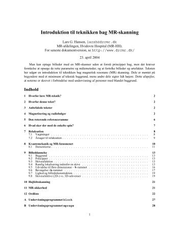 Introduktion til teknikken bag MR-skanning - DRCMR eprints