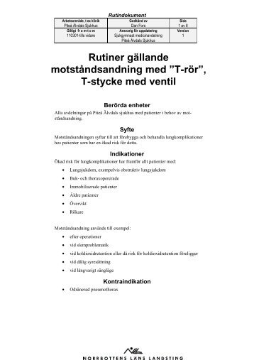(Rutin för T-rör version 1)