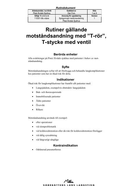 (Rutin för T-rör version 1)