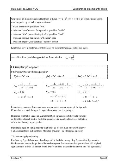 Lektion 7s – Funktioner - supplerende eksempler