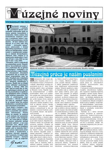 Múzejná práca je našim poslaním - Vihorlatské múzeum