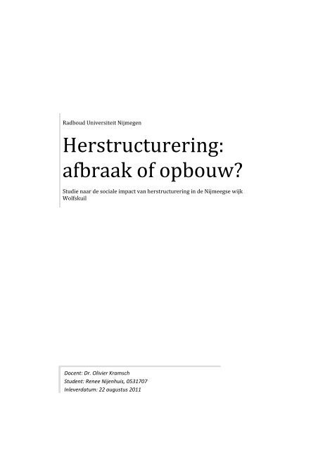 Herstructurering: afbraak of opbouw? - RUhosting