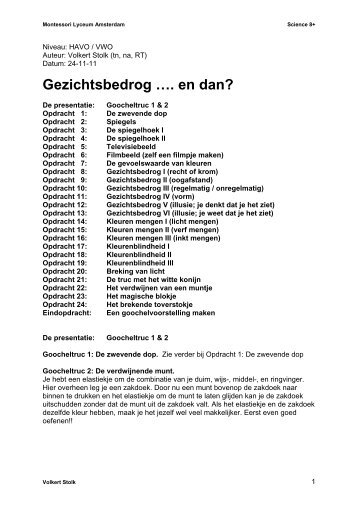 Gezichtsbedrog …. en dan? - Montessori Scholengemeenschap ...