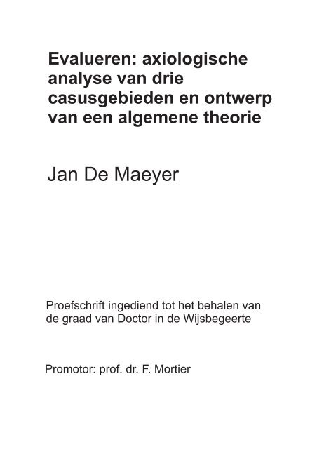 semester Geweldig stijl doctoraat - Jan De Maeyer