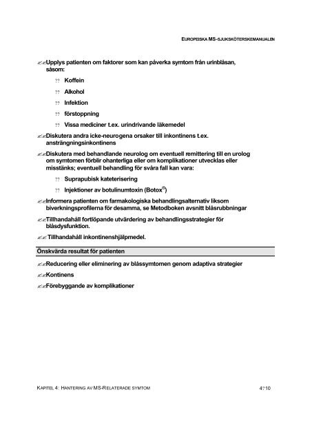 Kapitel 4: Hantering av MS-relaterade symtom - Neuroportalen