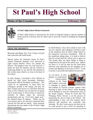 February 2013 School Newsletter January 30, 2013 - St Paul's High ...