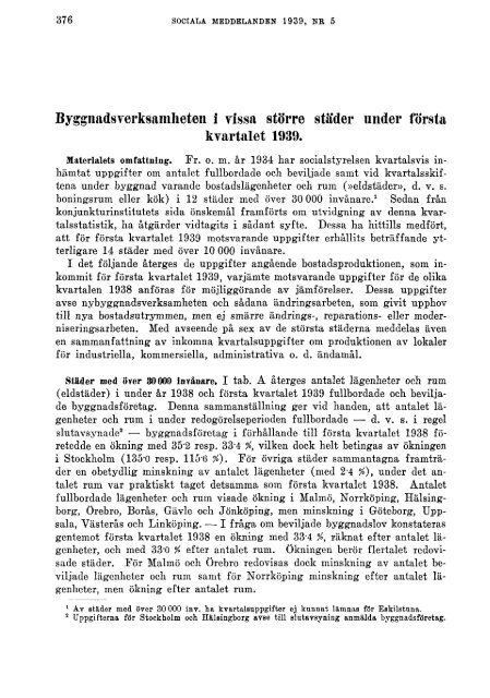 Sociala meddelanden. 1939: 1-6 (pdf) - Statistiska centralbyrån