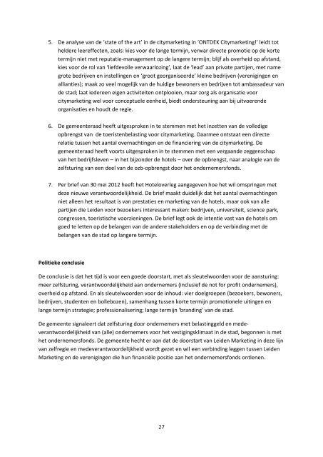 Rapport Ontdek!Citymarketing - Leiden