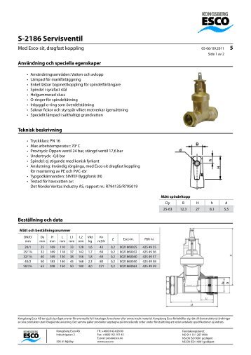S-2186 Servisventil - Kongsberg Esco AS