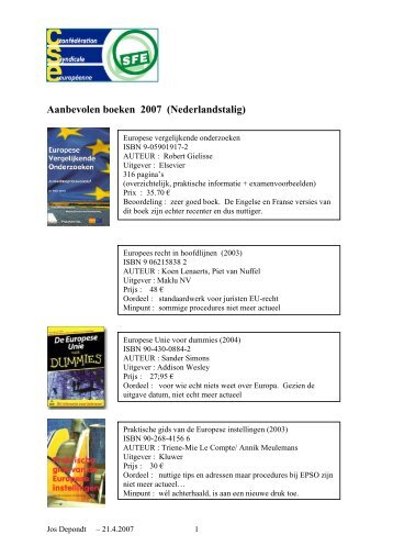 Aanbevolen boeken 2007 (Nederlandstalig)