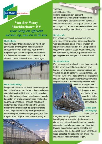 Van der Waay Machinebouw BV voor veilig en efficiënt werken op ...