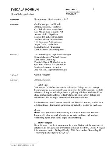 SVEDALA KOMMUN MBL-PROTOKOLL 1