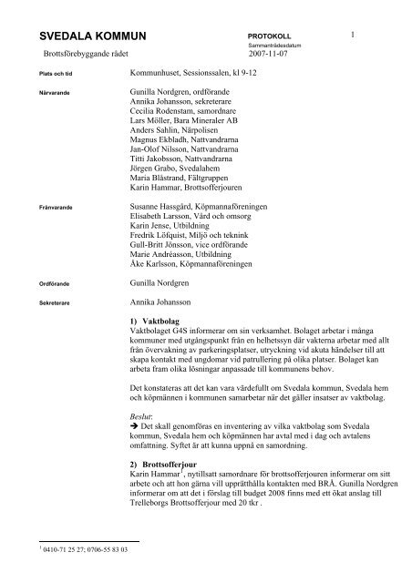 SVEDALA KOMMUN MBL-PROTOKOLL 1