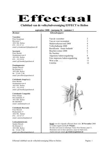 Effectaal Clubblad van de volleybalvereniging ... - Effect Heiloo