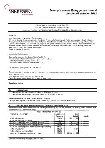 beknopte besluiten - stad Waregem