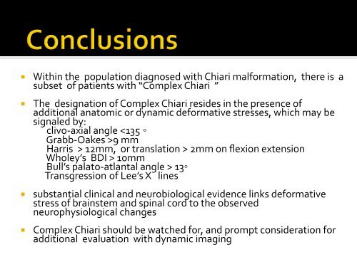 Recognition of Cranio-Cervical Instability in the Complex Chiari ...