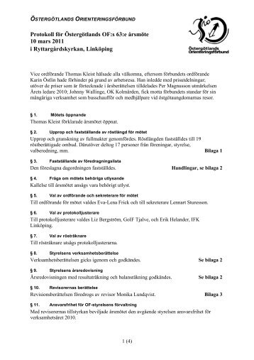 Protokoll årsmöte 2011-02-10 - Östergötlands Orienteringsförbund