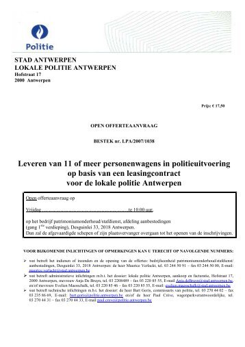 Leveren van 11 of meer personenwagens in politieuitvoering op ...