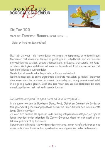 DE TOP 100 VAN DE ZOMERSE BORDEAUXWIJNEN … (Tekst en ...