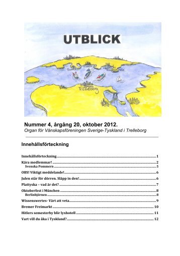 Utblick nr 4 2012 - Vänskapsföreningen Sverige - Tyskland
