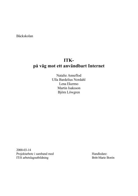 ITK- på väg mot ett användbart Internet