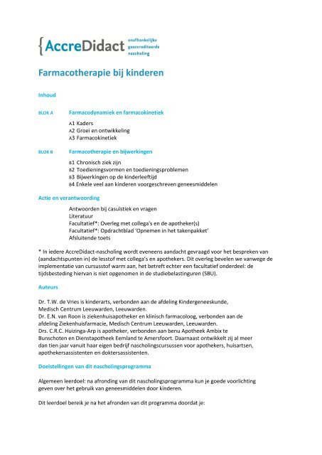 Farmacotherapie bij kinderen - AccreDidact