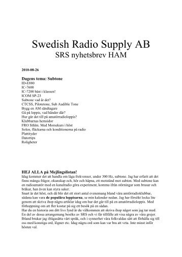 2010-08-26 - Swedish Radio Supply AB