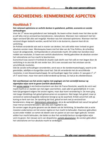 geschiedenis: kenmerkende aspecten - SchoolSamenvatting.nl