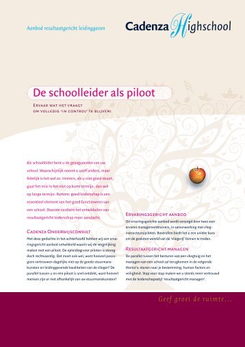 De schoolleider als piloot - Cadenza-oc