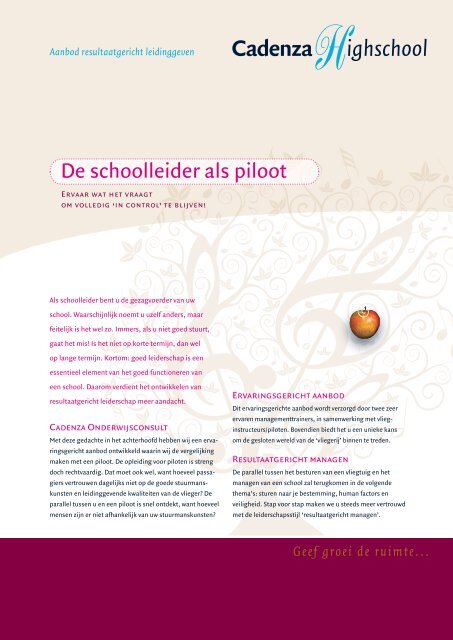 De schoolleider als piloot - Cadenza-oc