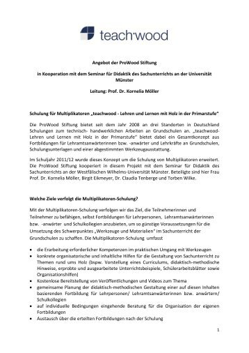 Angebot der ProWood Stiftung in Kooperation mit dem ... - TeachWood