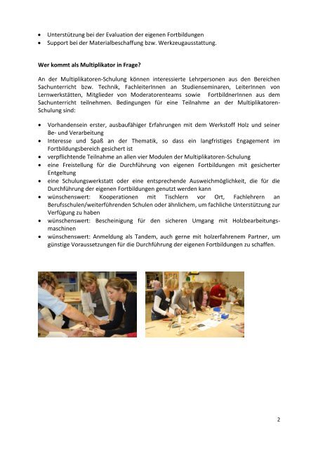 Angebot der ProWood Stiftung in Kooperation mit dem ... - TeachWood