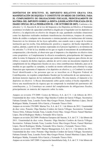 depósitos en efectivo. el impuesto relativo grava una manifestación ...