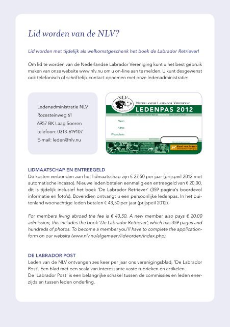 Brochure - Nederlandse Labrador Vereniging