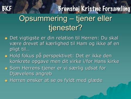 Tjener eller tjenester - Skovlunde Frikirke - Forside