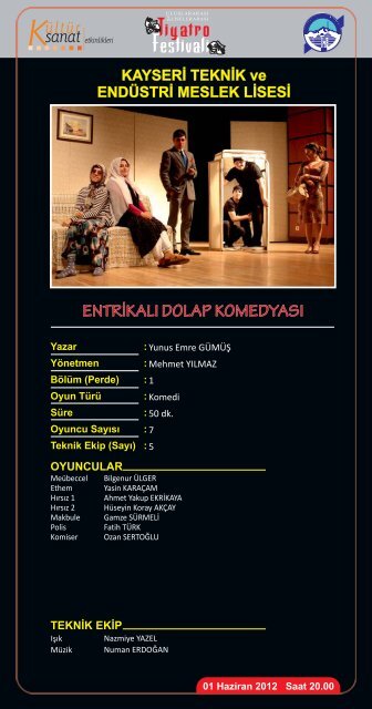 tiyatro festivali İÇ SAYFALAR... - Kayseri Büyükşehir Belediyesi